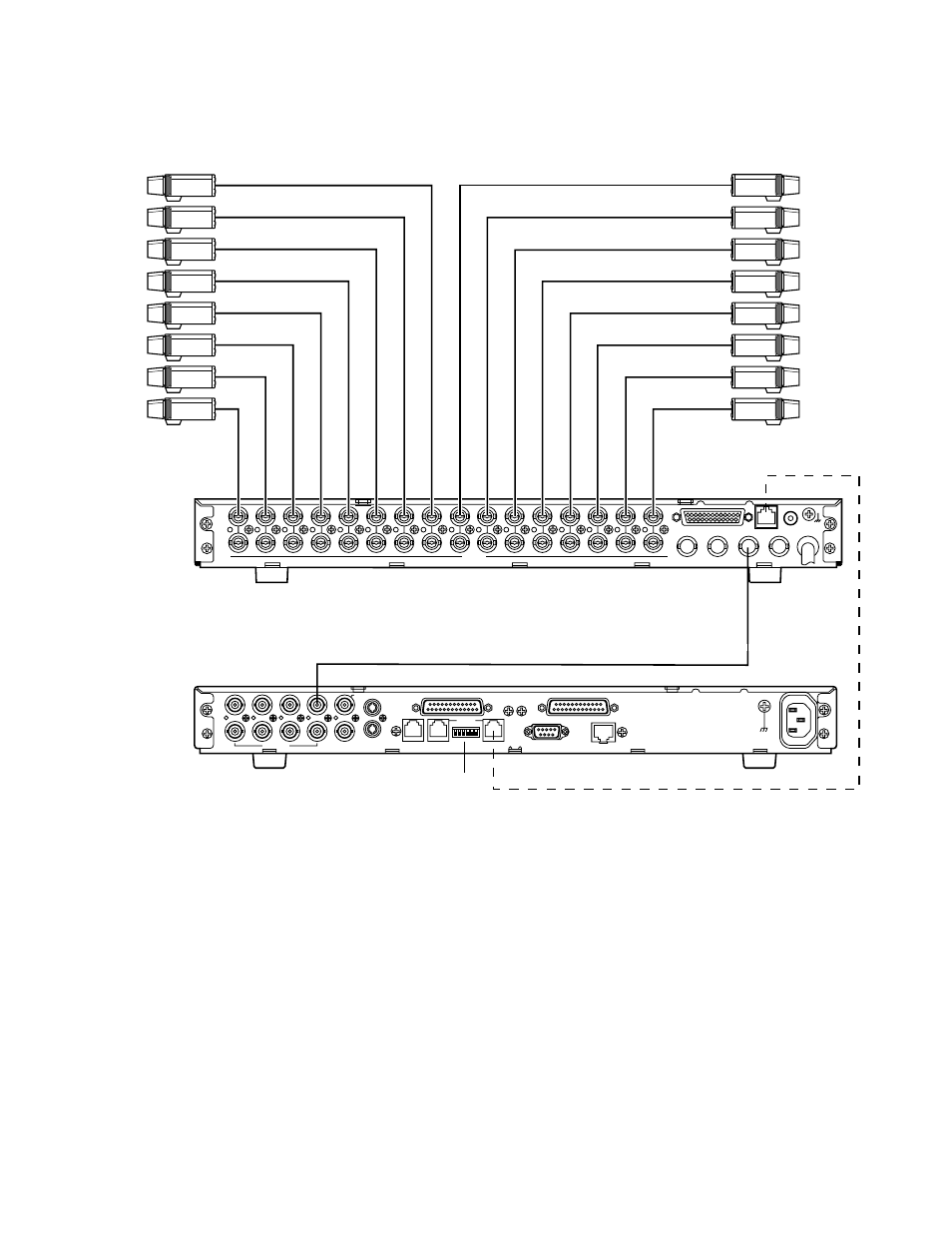 Video multiplexer connections, Multi screen out video in cameras video output | Panasonic WJ-NT204 User Manual | Page 21 / 147