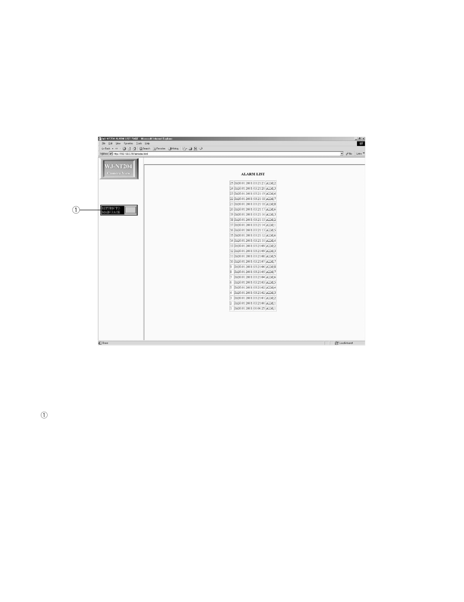 Alarm list window | Panasonic WJ-NT204 User Manual | Page 77 / 147