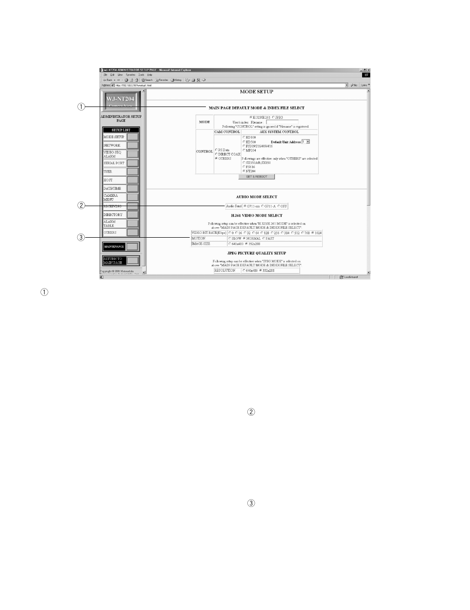 Mode setup | Panasonic WJ-NT204 User Manual | Page 80 / 147