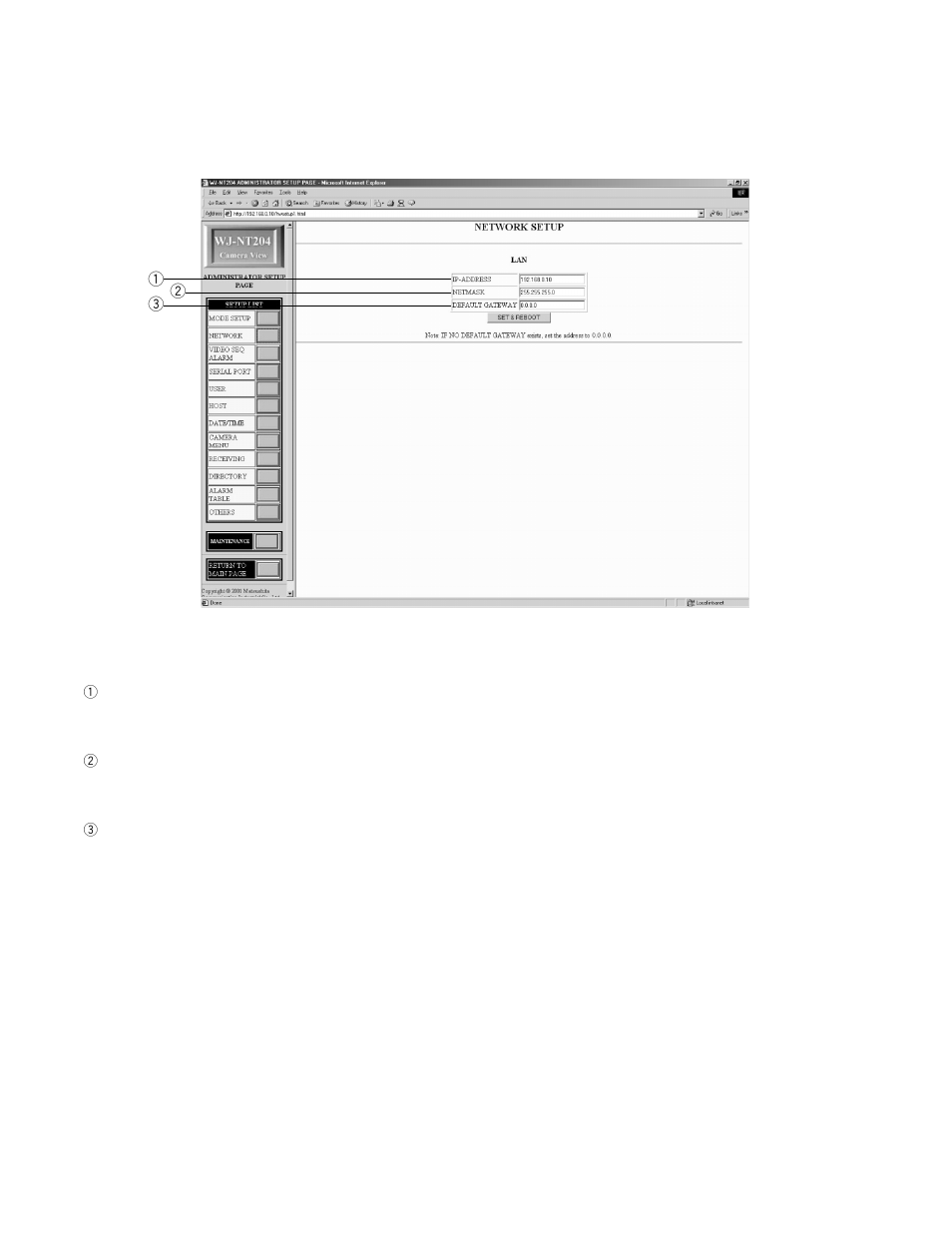 Network setup | Panasonic WJ-NT204 User Manual | Page 82 / 147