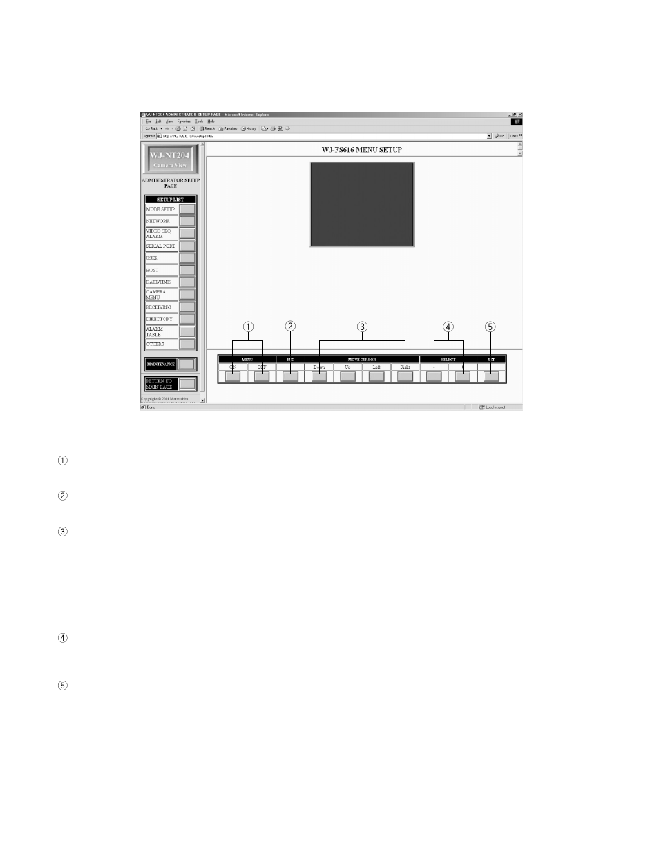 Wj-fs616 menu setup page | Panasonic WJ-NT204 User Manual | Page 98 / 147