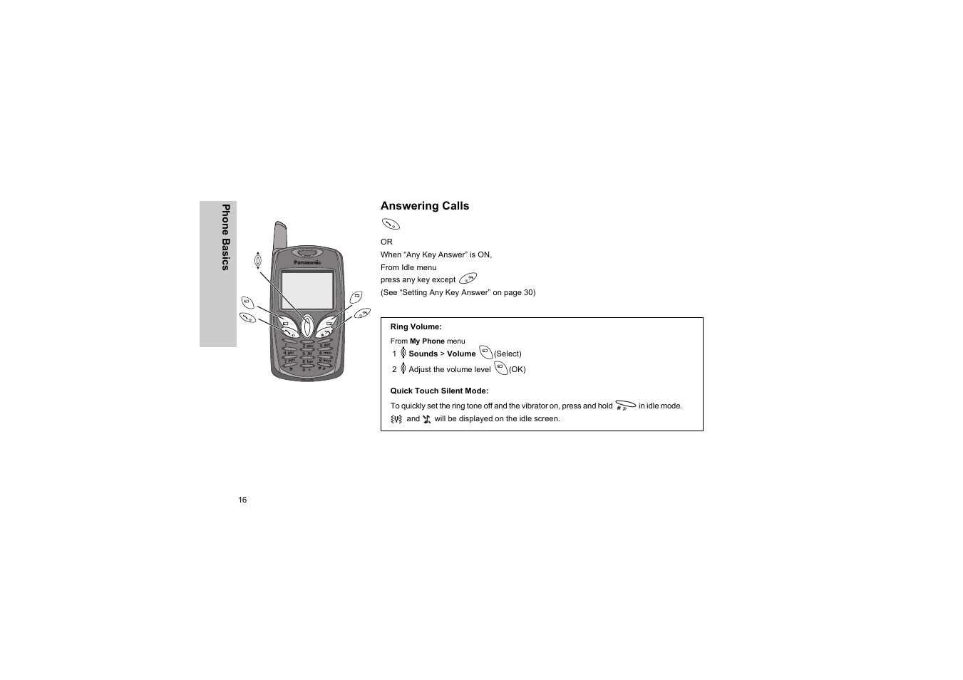 Answering calls | Panasonic EB-G50 User Manual | Page 19 / 104