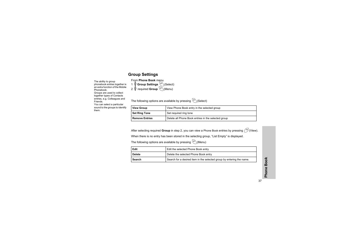 Group settings | Panasonic EB-G50 User Manual | Page 40 / 104