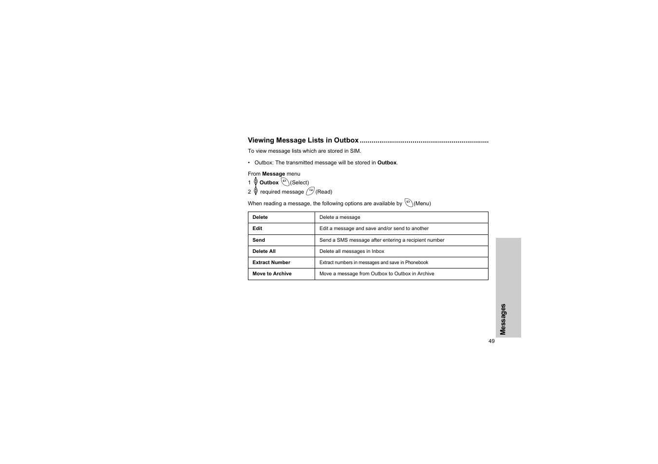 Viewing message lists in outbox | Panasonic EB-G50 User Manual | Page 52 / 104