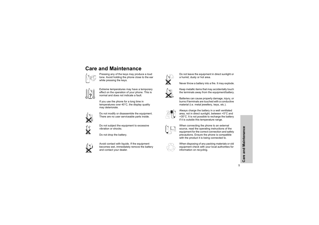 Care and maintenance | Panasonic EB-G50 User Manual | Page 8 / 104