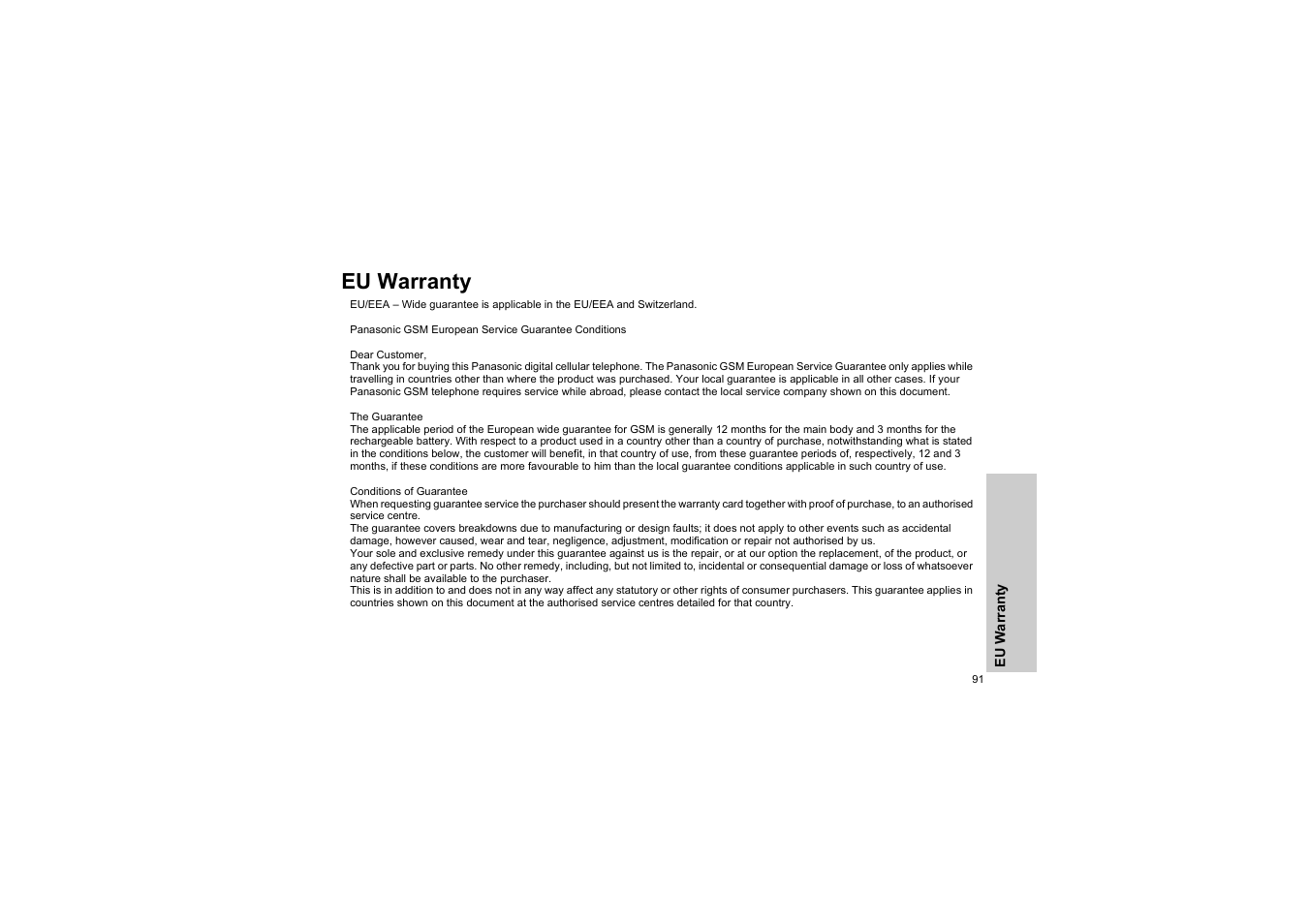Eu warranty | Panasonic EB-G50 User Manual | Page 94 / 104