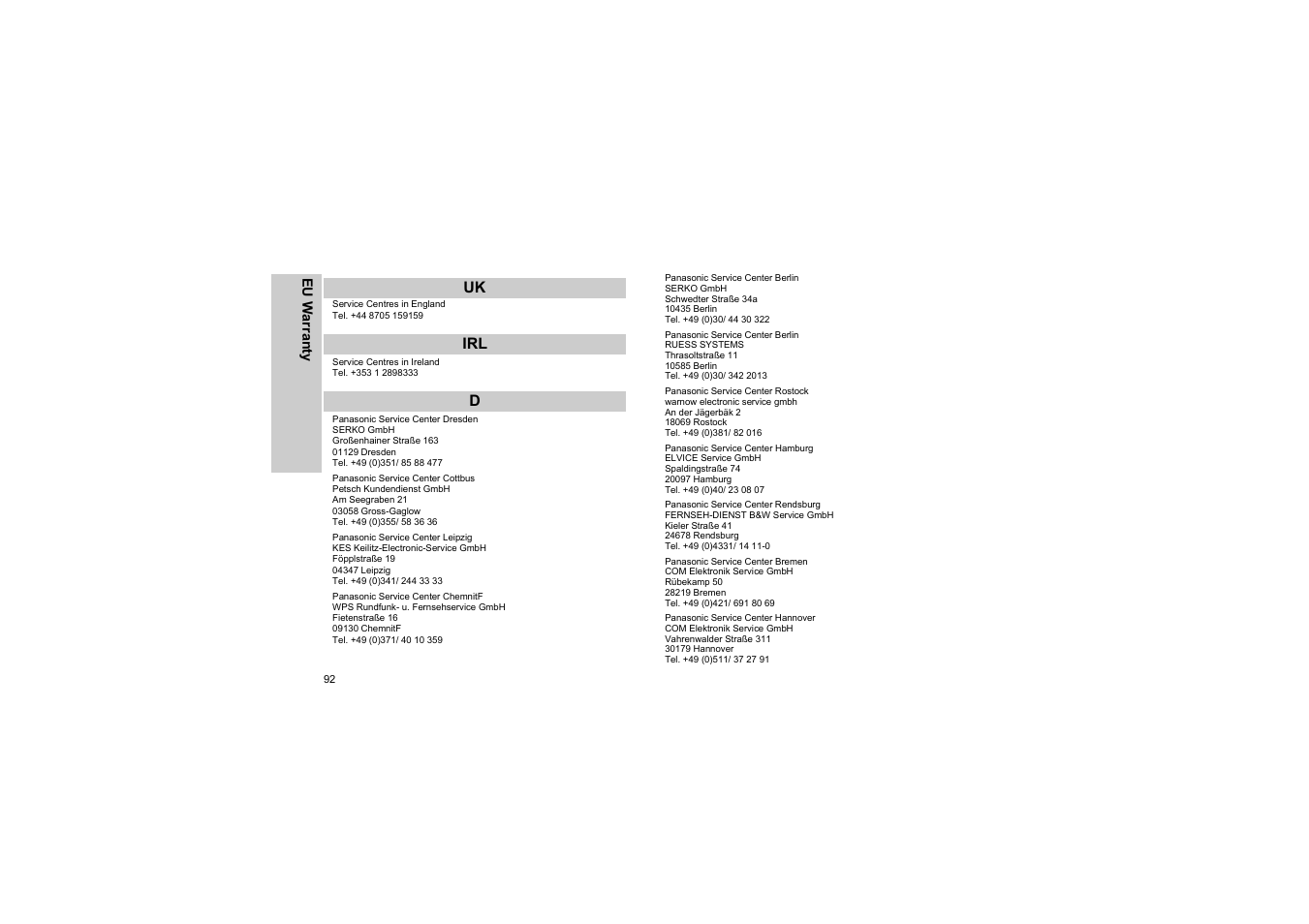 Panasonic EB-G50 User Manual | Page 95 / 104