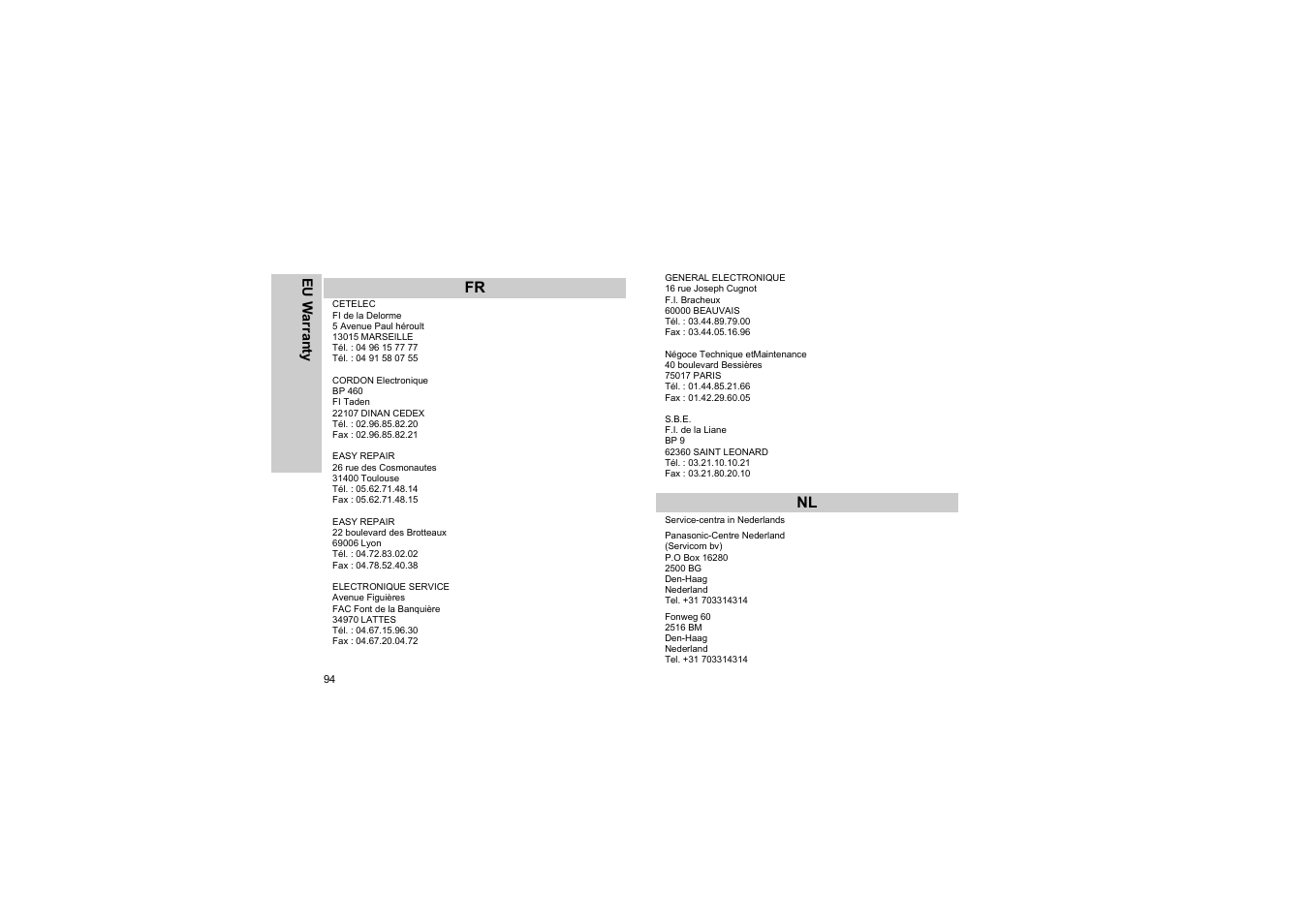 Panasonic EB-G50 User Manual | Page 97 / 104