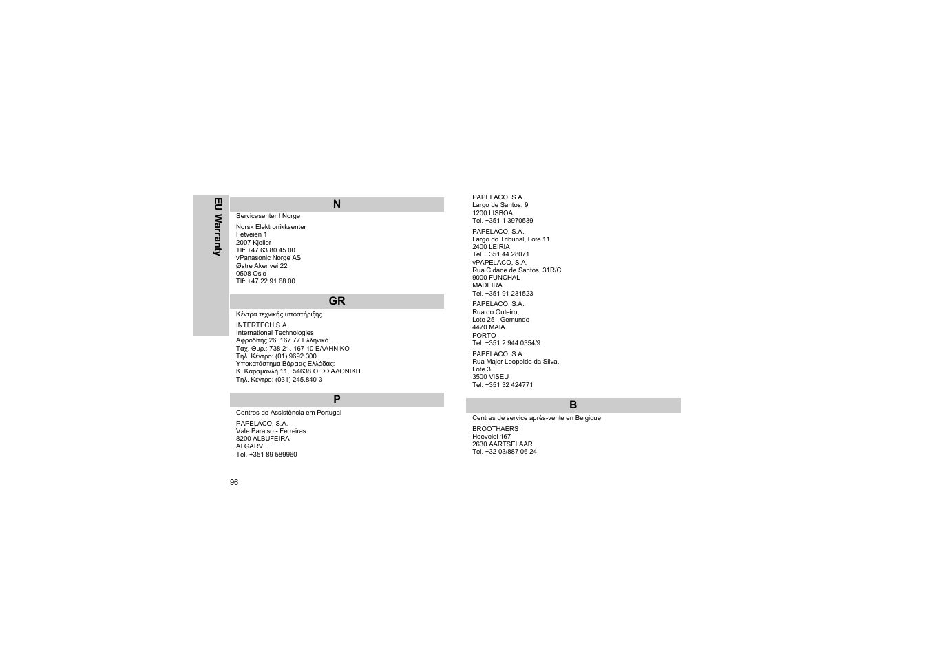 Panasonic EB-G50 User Manual | Page 99 / 104
