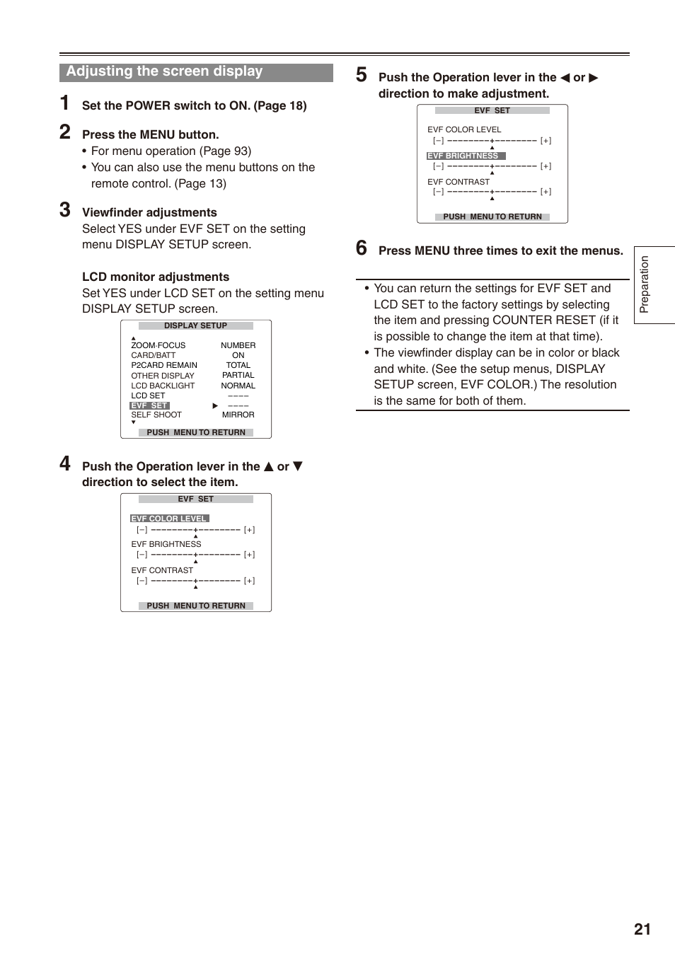 Adjusting the screen display | Panasonic AG-HPX172EN User Manual | Page 21 / 128