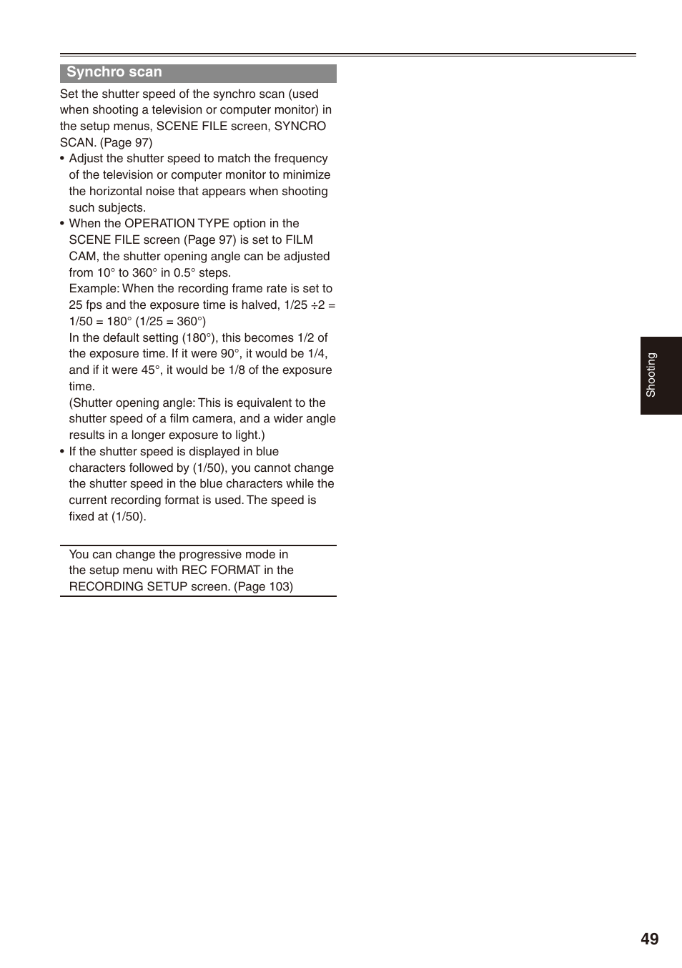 Synchro scan | Panasonic AG-HPX172EN User Manual | Page 49 / 128