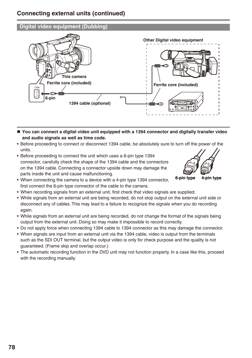 Digital video equipment (dubbing), 78 connecting external units (continued) | Panasonic AG-HPX172EN User Manual | Page 78 / 128