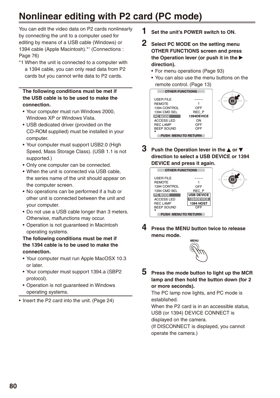 Nonlinear editing with p2 card (pc mode), Nonlinear editing with p card (pc mode) | Panasonic AG-HPX172EN User Manual | Page 80 / 128