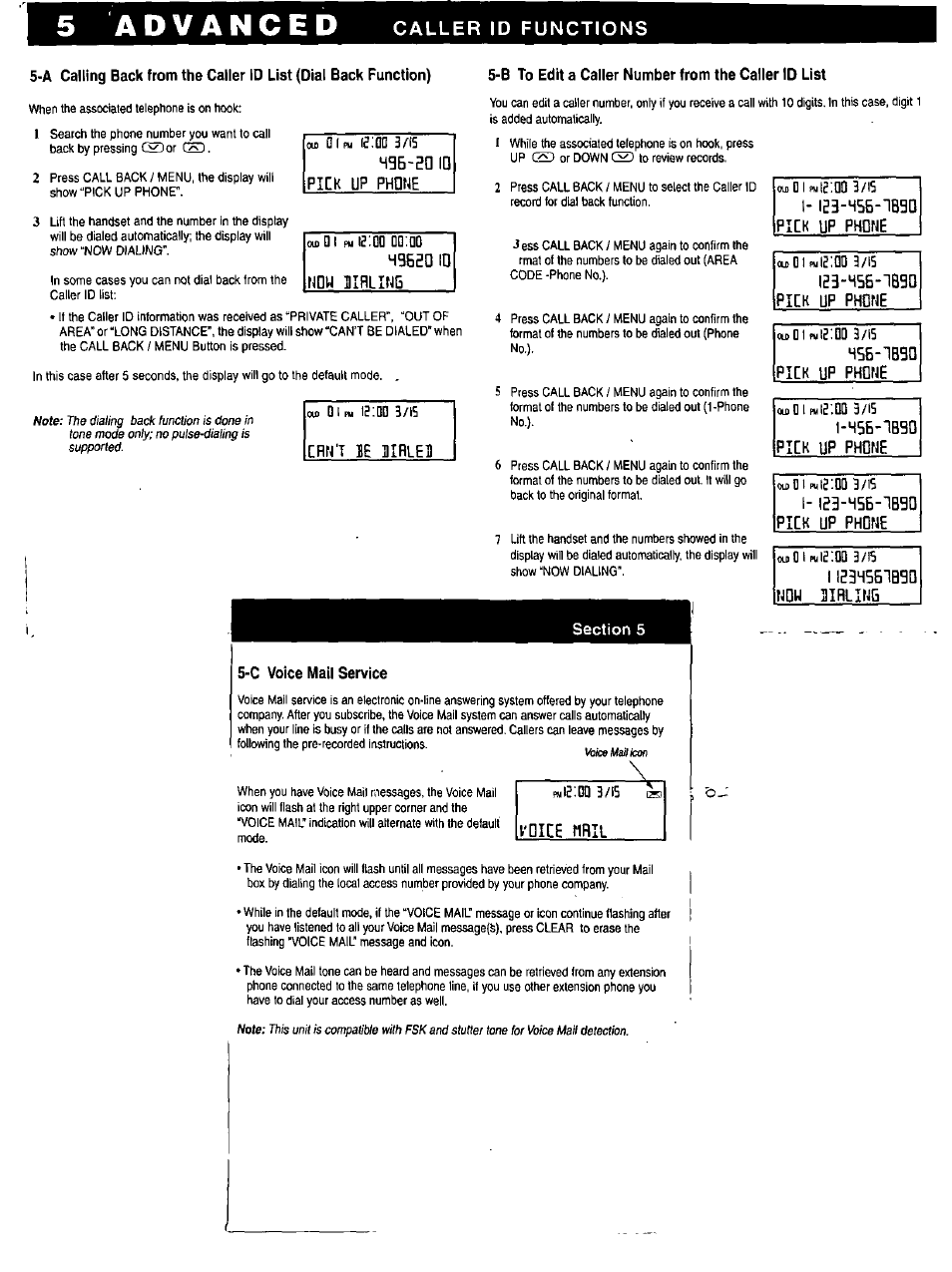 Caller id functions | Panasonic KX-TBC10 User Manual | Page 4 / 9