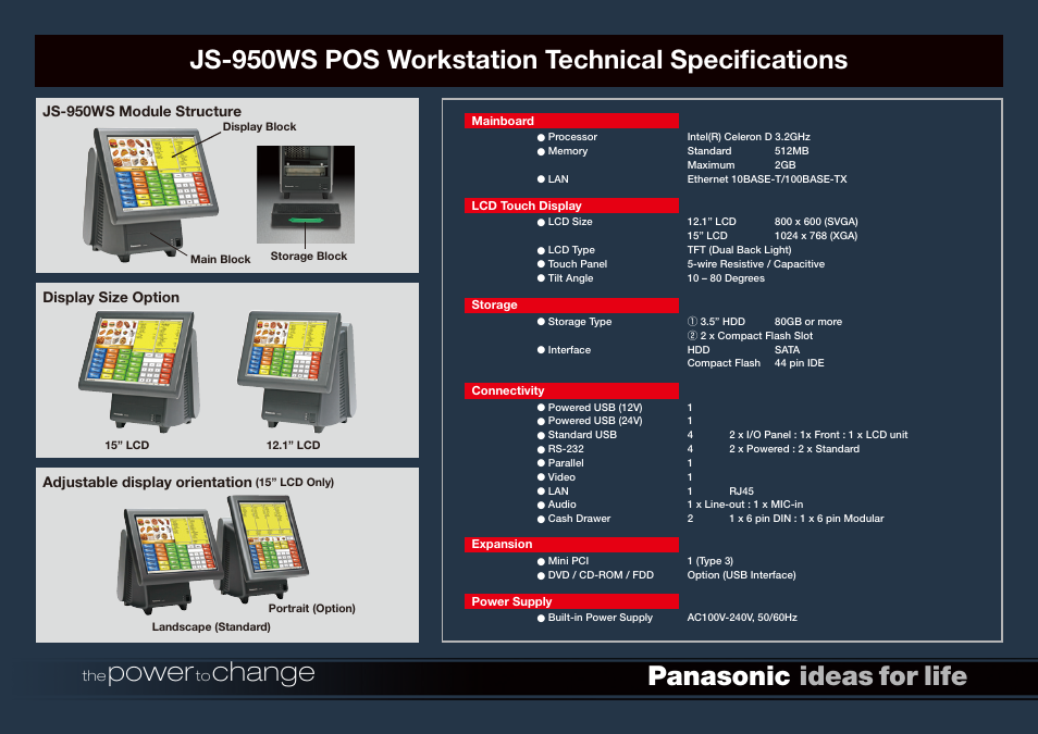 Panasonic POS Workstation JS-950WS User Manual | 2 pages