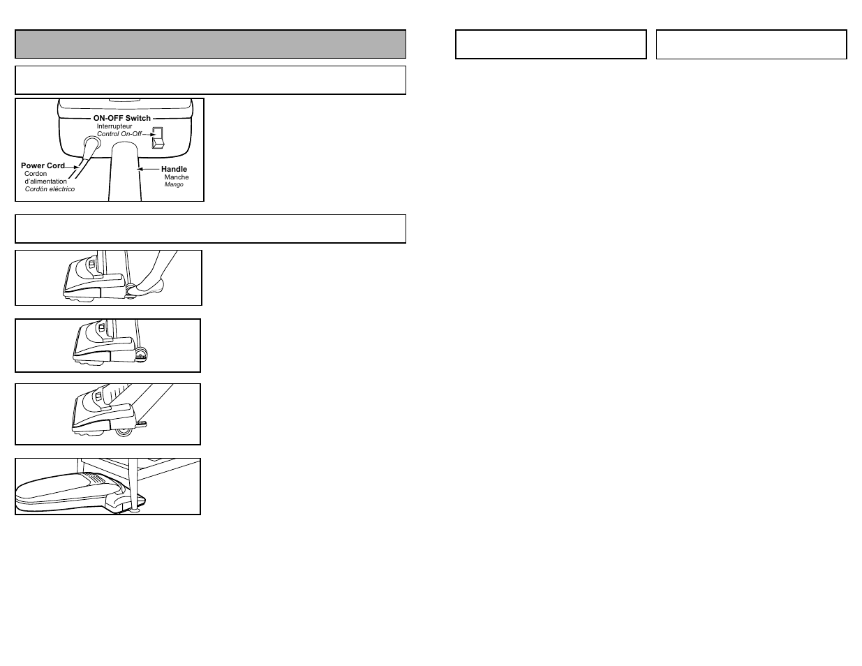 To operate cleaner, On-off switch, Handle adjustments | Panasonic MC-V325 User Manual | Page 20 / 48