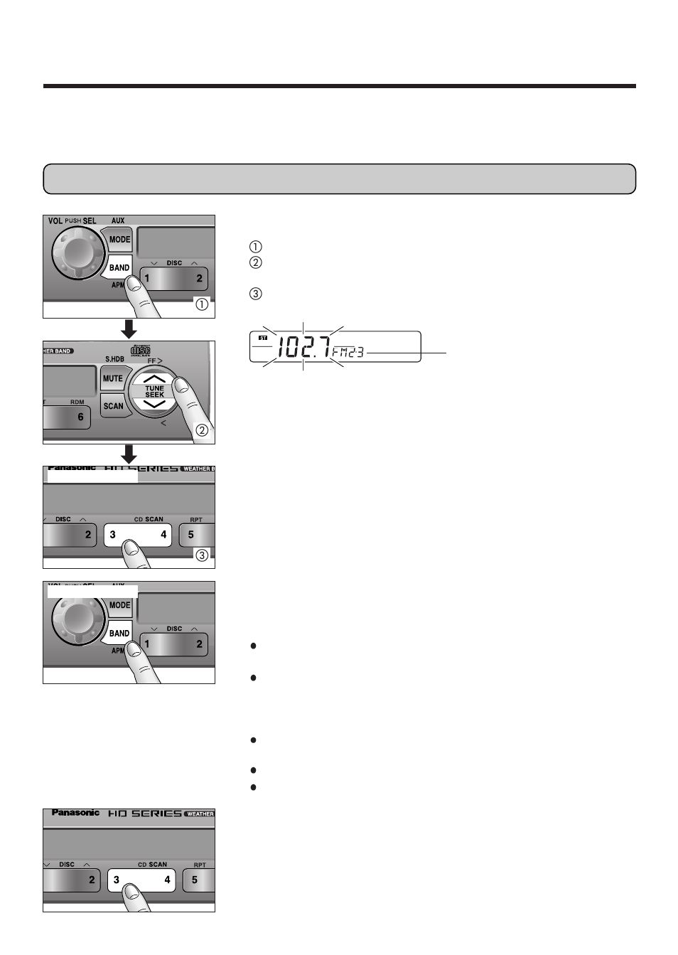 Radio basics, Station preset, Manual station preset | Tuning in a preset station, Auto station preset, Continued) | Panasonic 5300U User Manual | Page 10 / 32