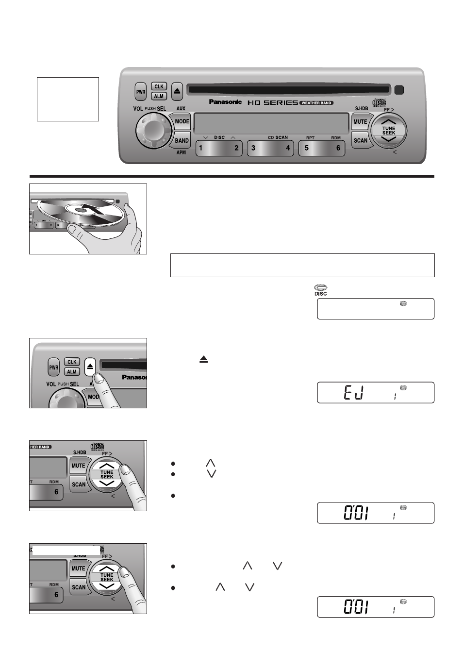 Compact disc player basics, Disc ejection, Selection a track | Searching a track | Panasonic 5300U User Manual | Page 12 / 32