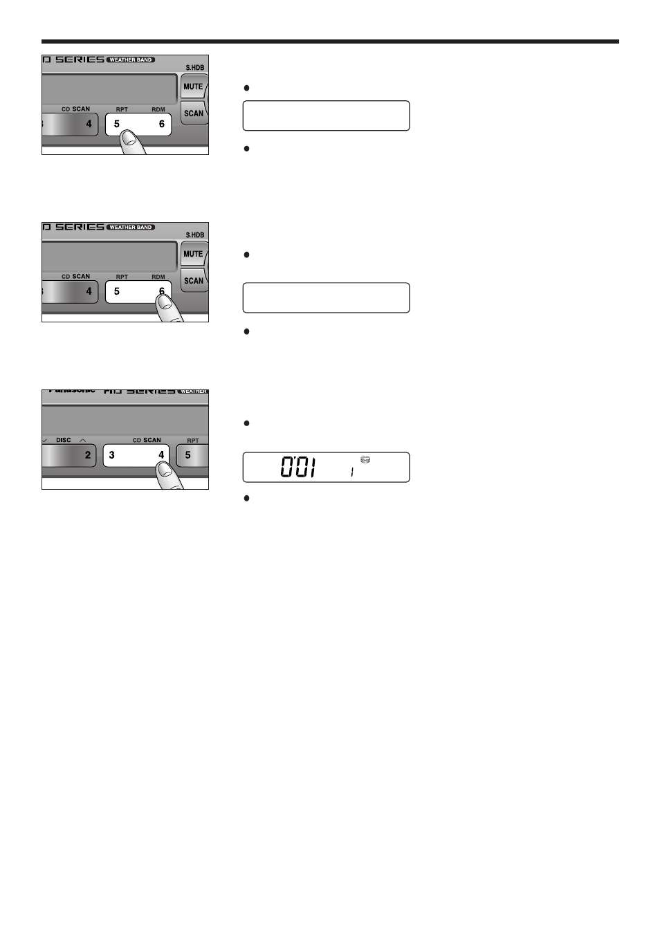 Repeating a track, Random selection, Scanning track | Panasonic 5300U User Manual | Page 13 / 32