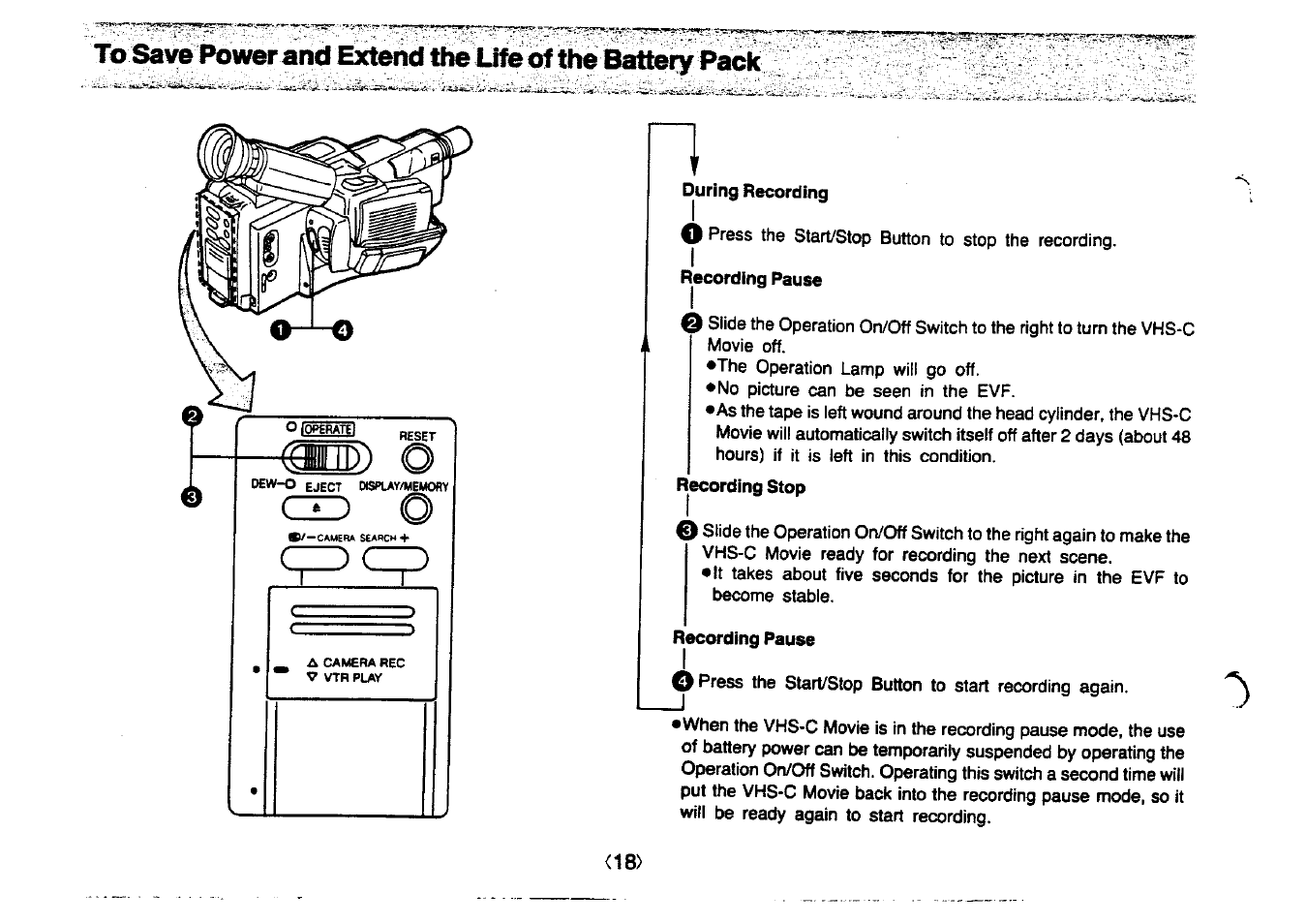 Recording pause | Panasonic NV-MC20 User Manual | Page 18 / 42