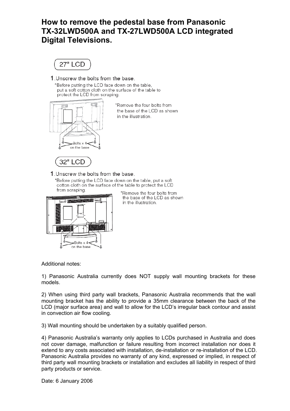 Panasonic X-27LWD500A User Manual | 1 page