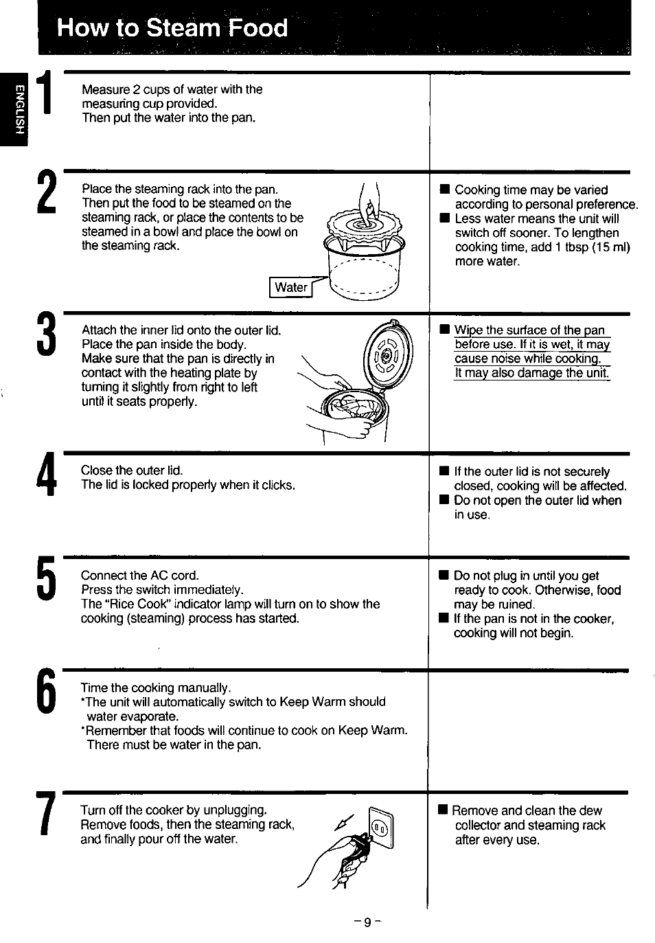How to steam food | Panasonic SR-SH15PA User Manual | Page 10 / 12