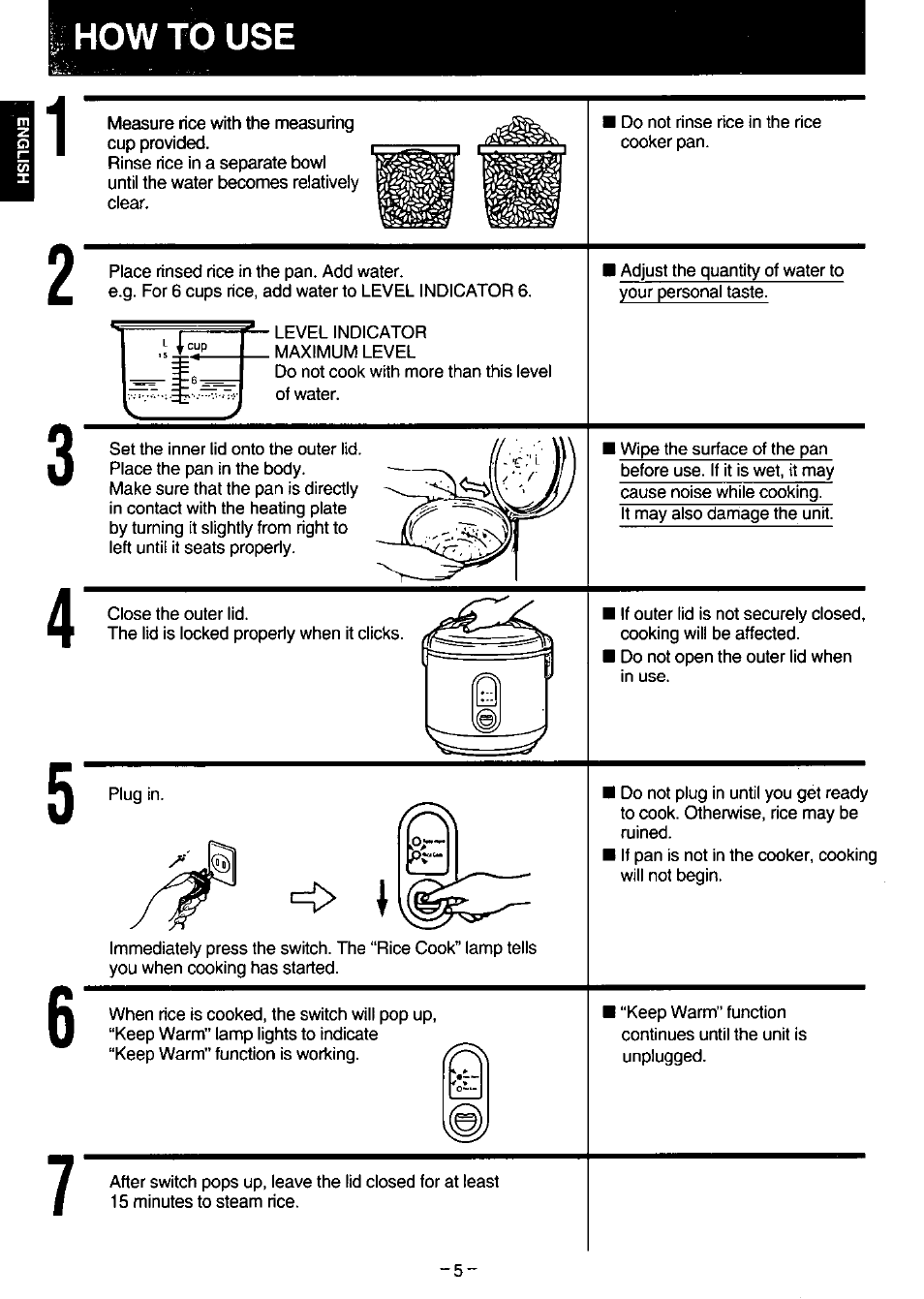 How to use | Panasonic SR-SH15PA User Manual | Page 6 / 12
