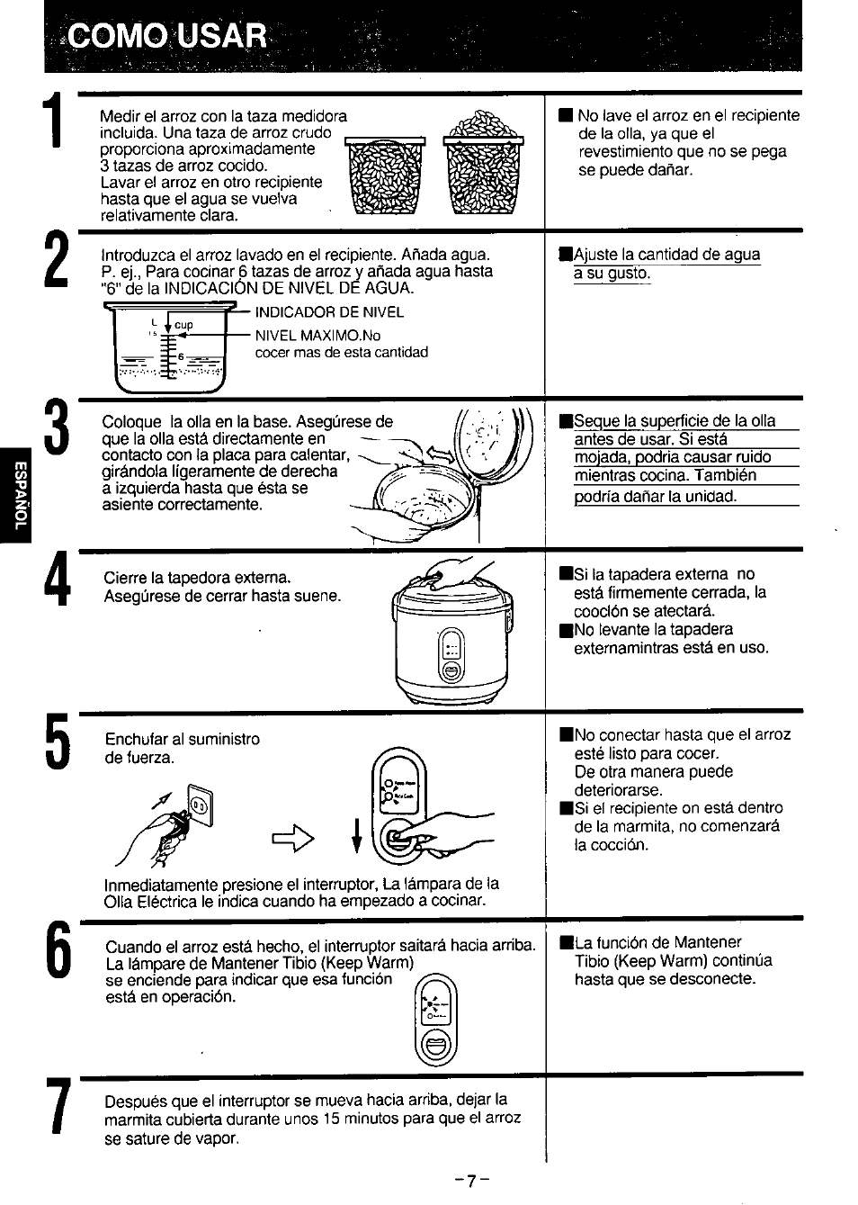 Como usar | Panasonic SR-SH15PA User Manual | Page 8 / 12