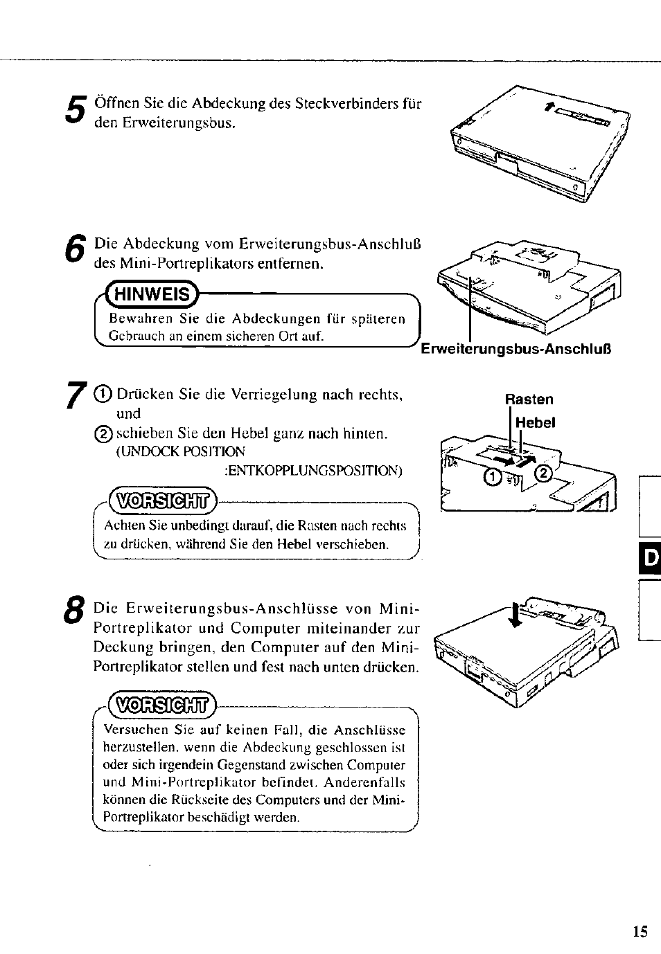 Korsiebin, Rasten, Hebel | Orsighlin | Panasonic CF-VEB342 User Manual | Page 15 / 28