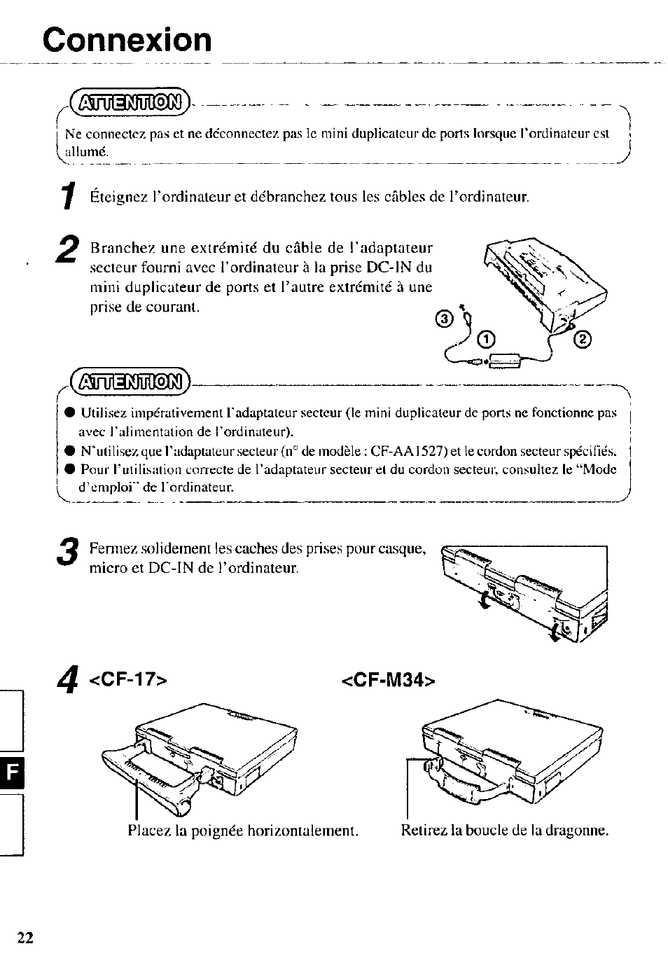 Alïtieninion, Awiemitilon, 4 <cf-17 | Cf-m34, Connexion | Panasonic CF-VEB342 User Manual | Page 22 / 28