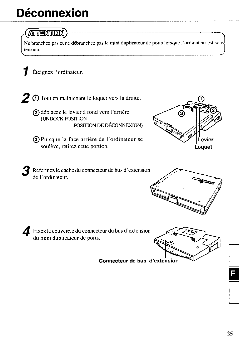 Alînemîiilon, Connecteur de bus d’extension, Déconnexion | Panasonic CF-VEB342 User Manual | Page 25 / 28