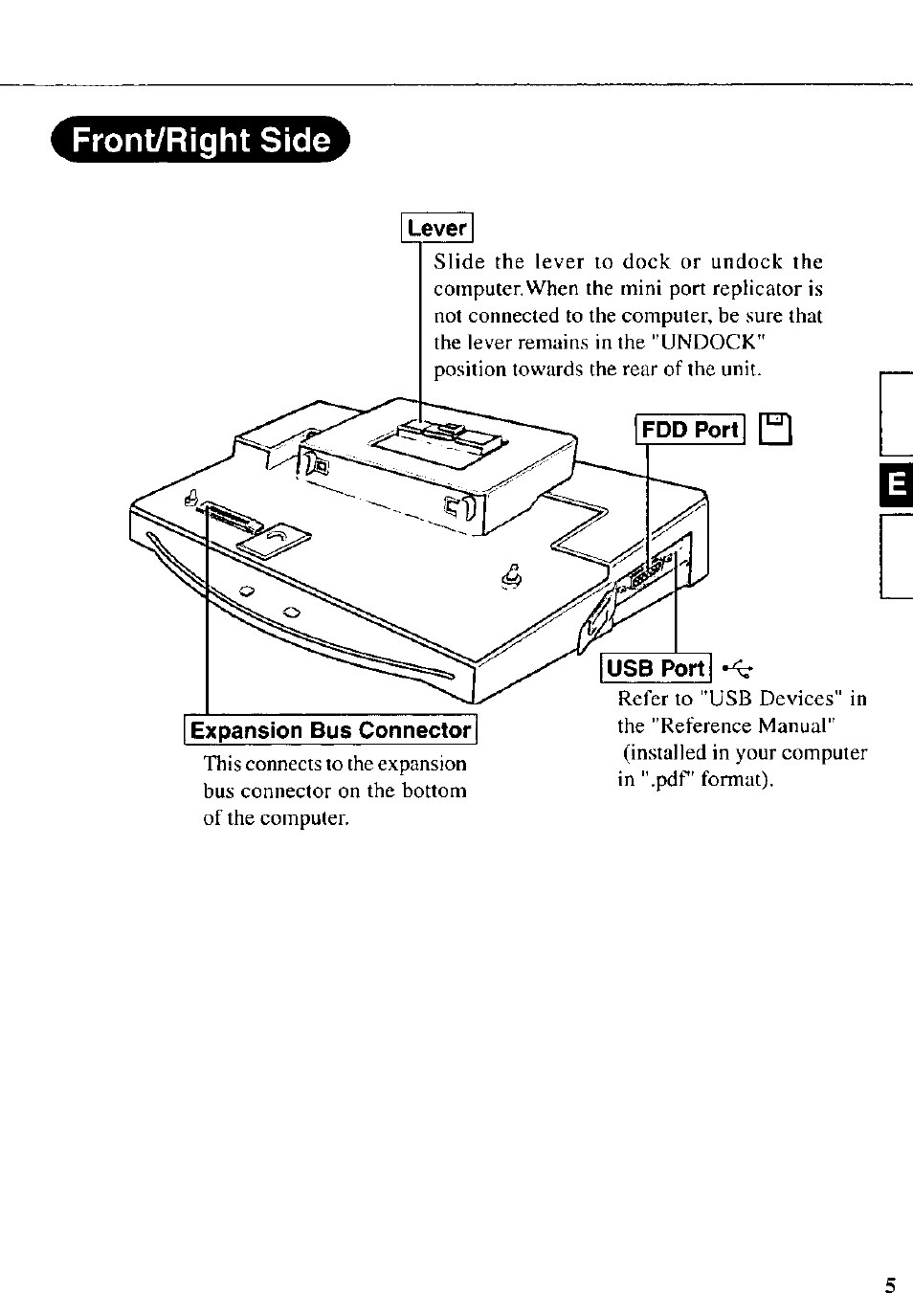 Lever, Front/right side | Panasonic CF-VEB342 User Manual | Page 5 / 28