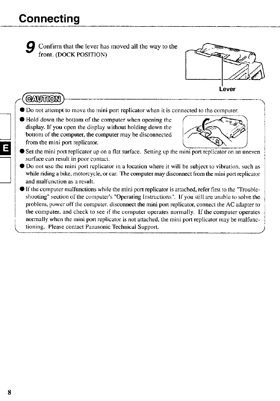 Connecting, Lever | Panasonic CF-VEB342 User Manual | Page 8 / 28