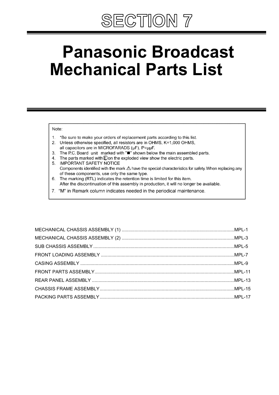 Panasonic AJ-D965MC User Manual | 21 pages
