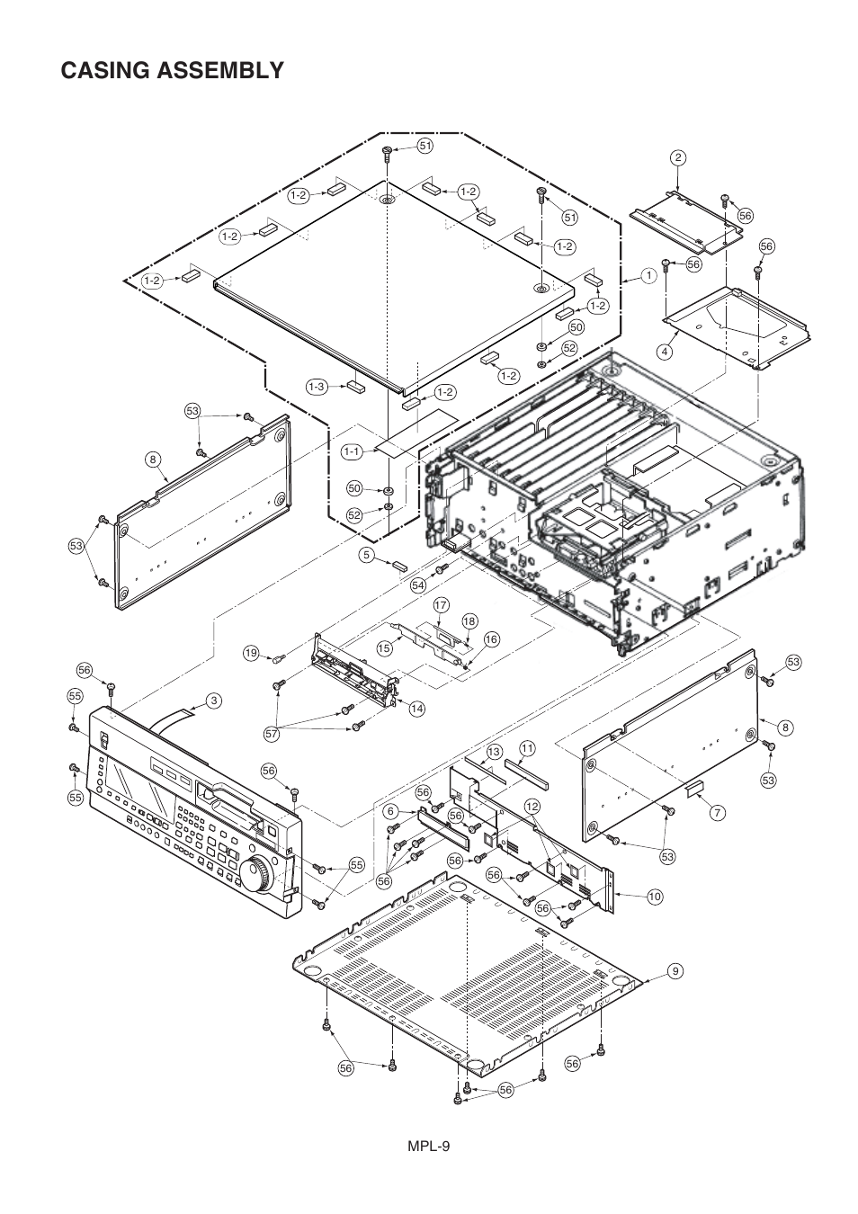 Casing assembly, Mpl-9 | Panasonic AJ-D965MC User Manual | Page 10 / 21
