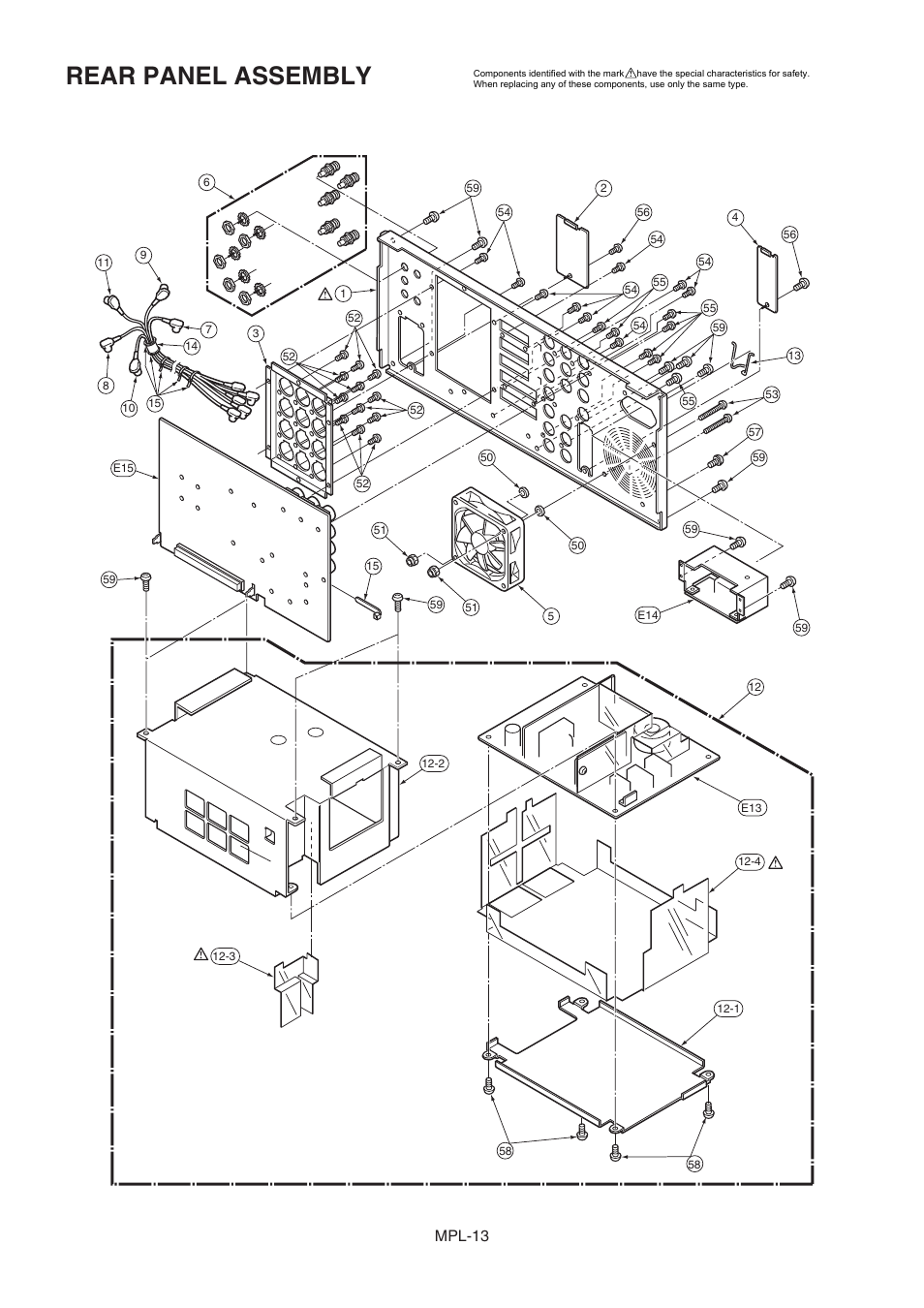 Rear panel assembly, Mpl-13 | Panasonic AJ-D965MC User Manual | Page 14 / 21