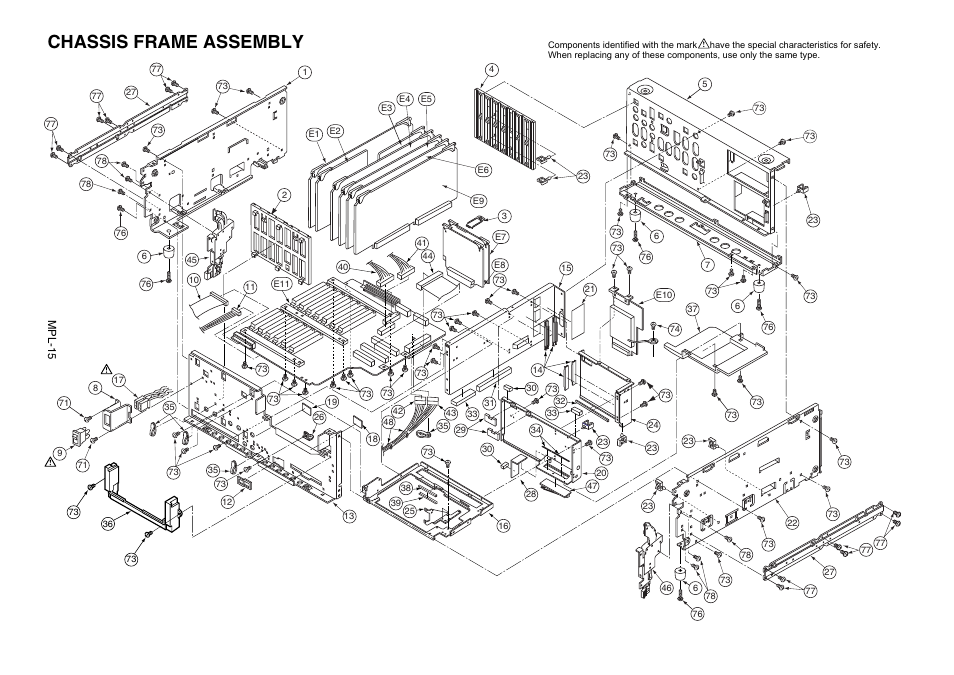 Chassis frame assembly, Mpl-15 | Panasonic AJ-D965MC User Manual | Page 16 / 21