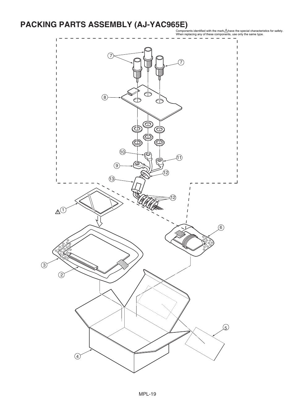 Packing parts assembly (aj-yac965e) | Panasonic AJ-D965MC User Manual | Page 20 / 21