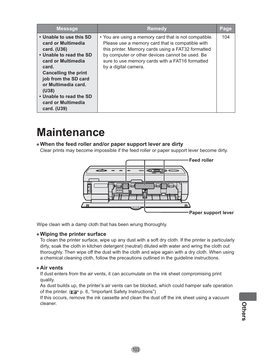 Maintenance | Panasonic KX-PX10M User Manual | Page 103 / 112