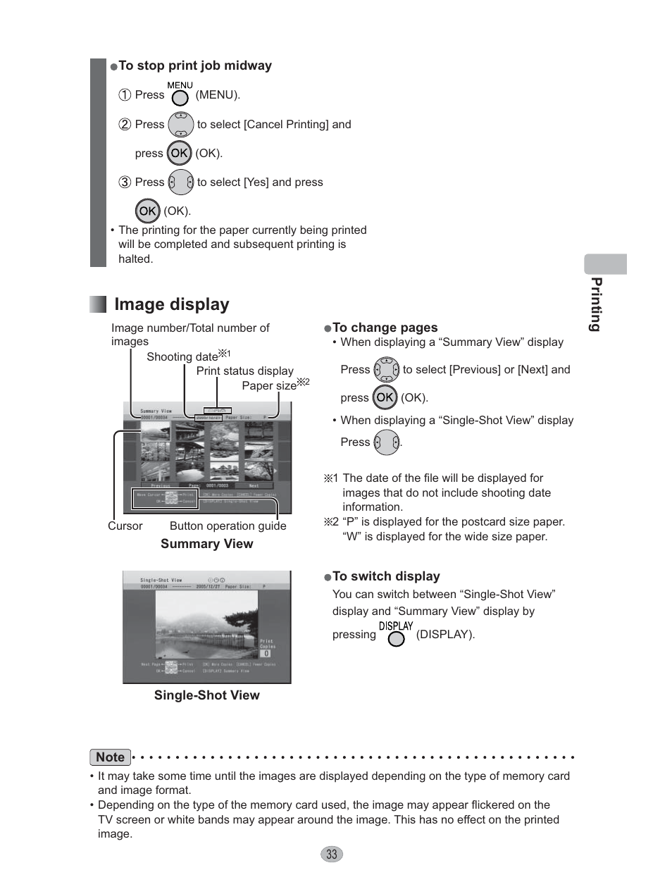 Image display, Printing | Panasonic KX-PX10M User Manual | Page 33 / 112