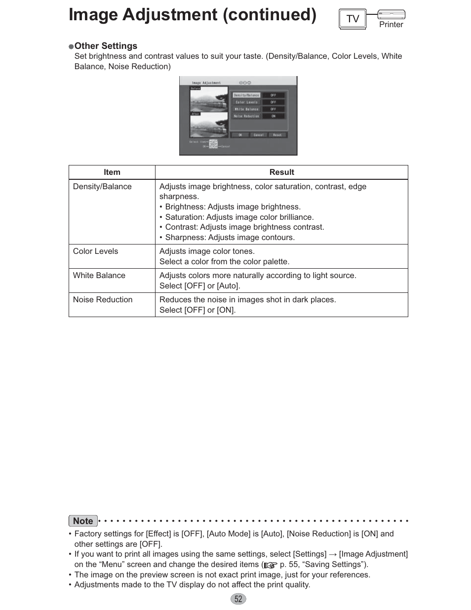 Image adjustment (continued) | Panasonic KX-PX10M User Manual | Page 52 / 112