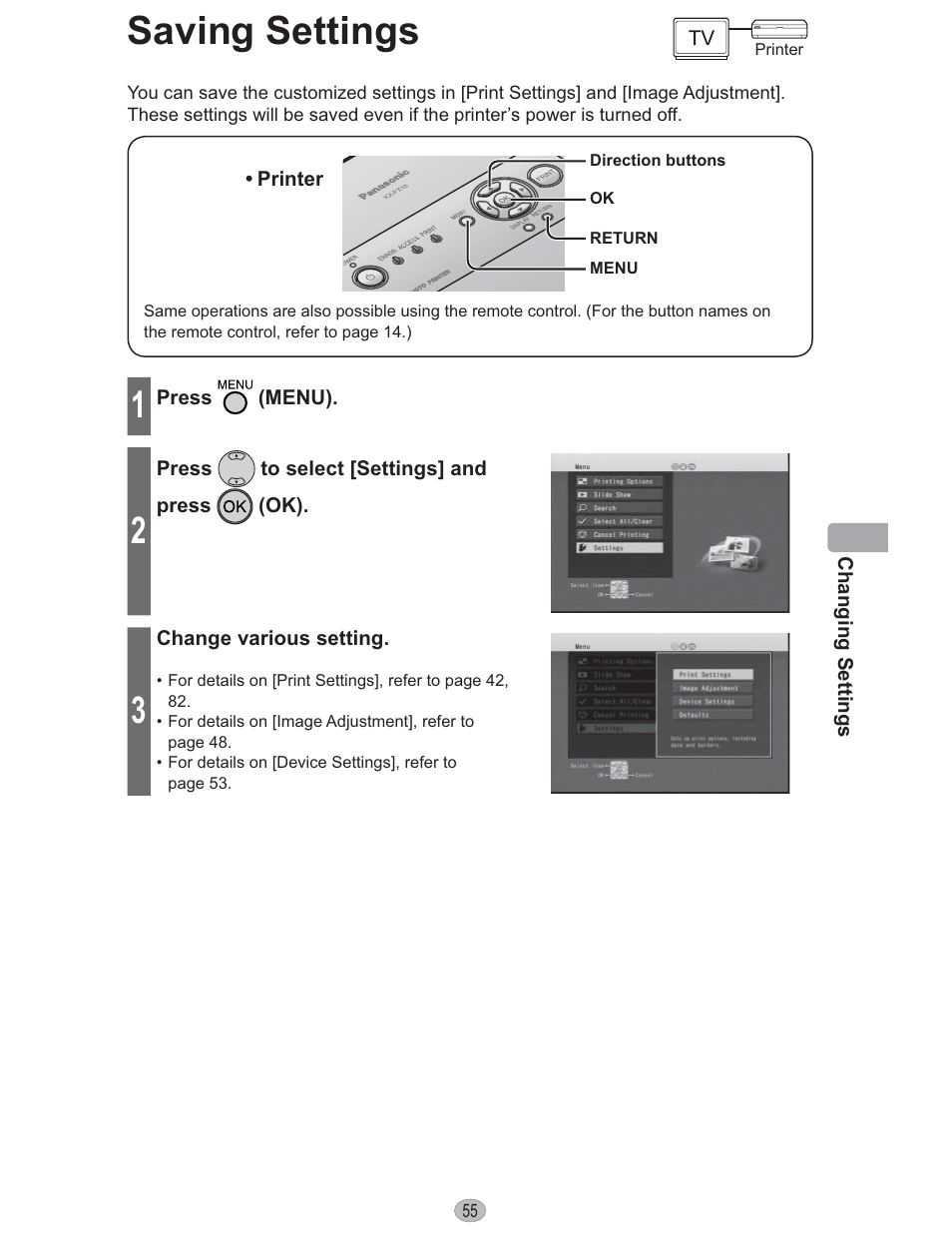 Saving settings | Panasonic KX-PX10M User Manual | Page 55 / 112