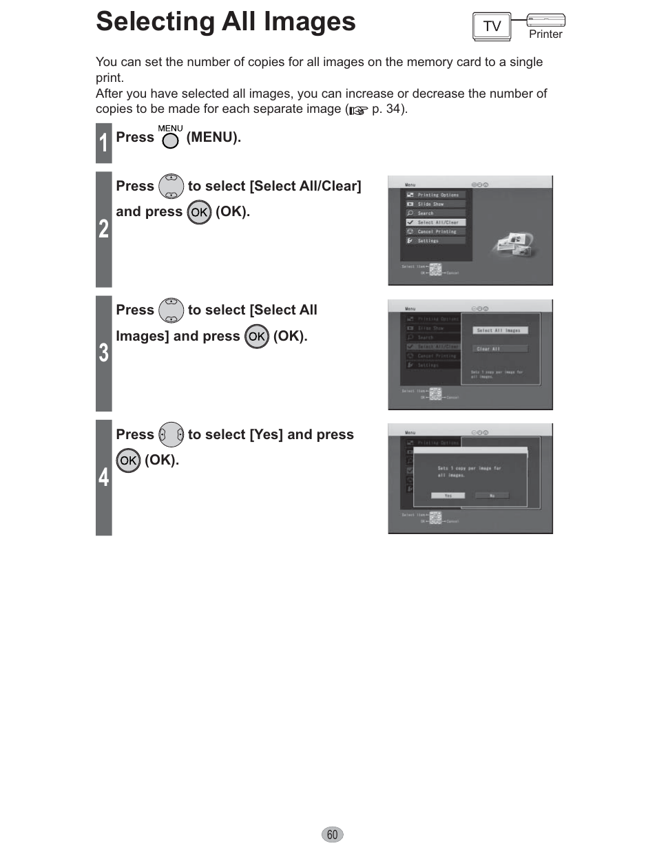 Selecting all images | Panasonic KX-PX10M User Manual | Page 60 / 112