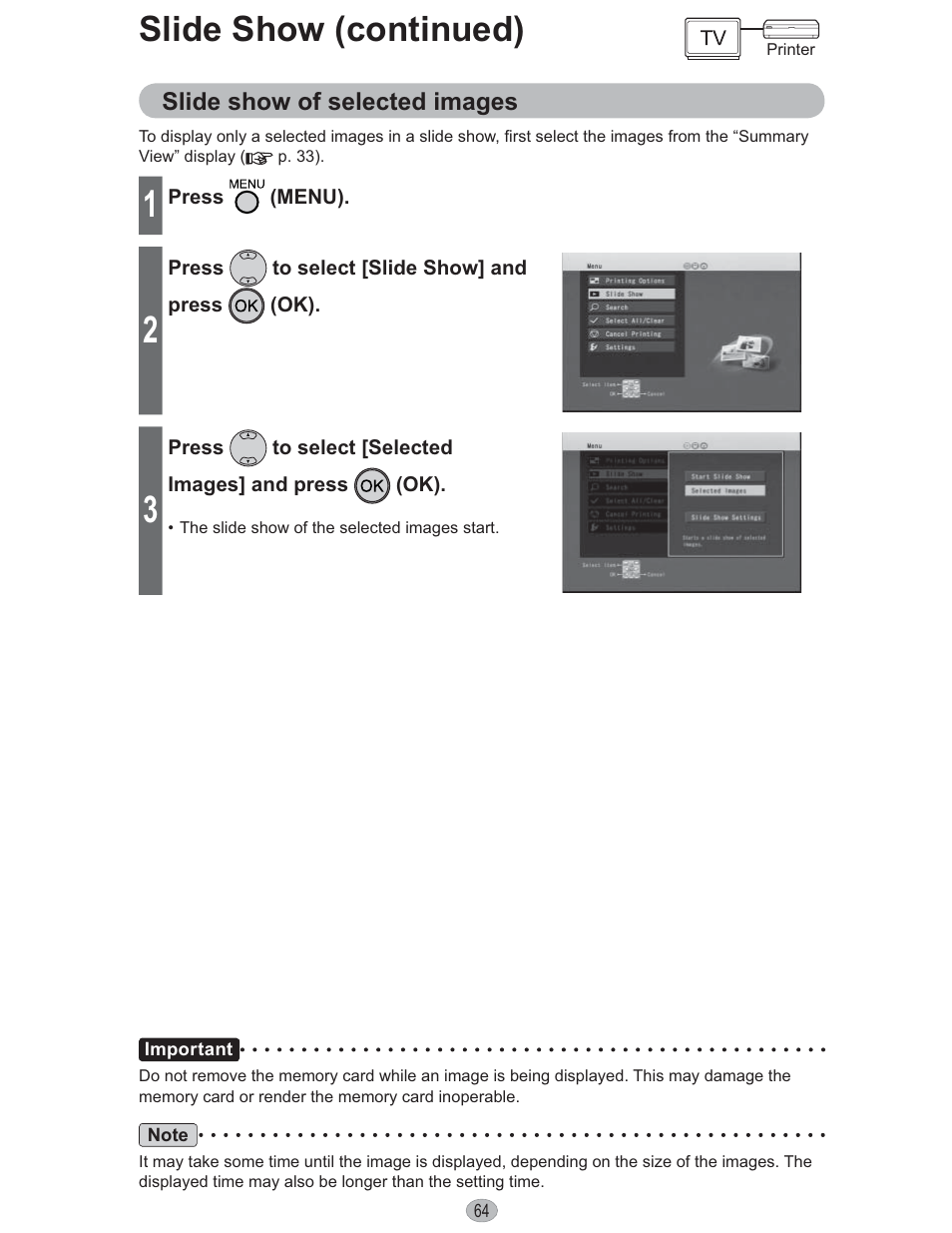 Slide show (continued) | Panasonic KX-PX10M User Manual | Page 64 / 112