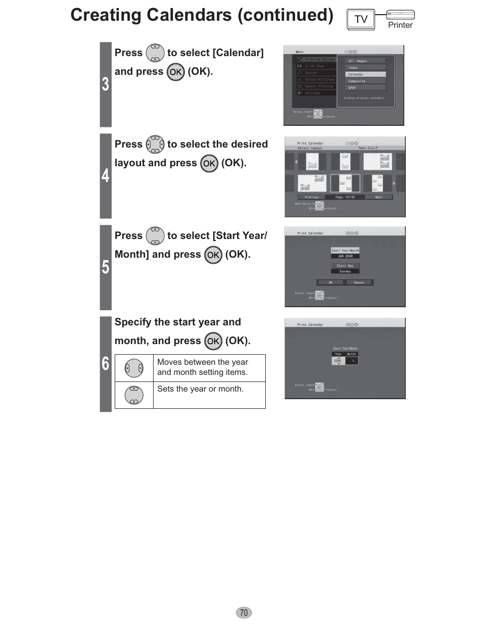 Creating calendars (continued) | Panasonic KX-PX10M User Manual | Page 70 / 112
