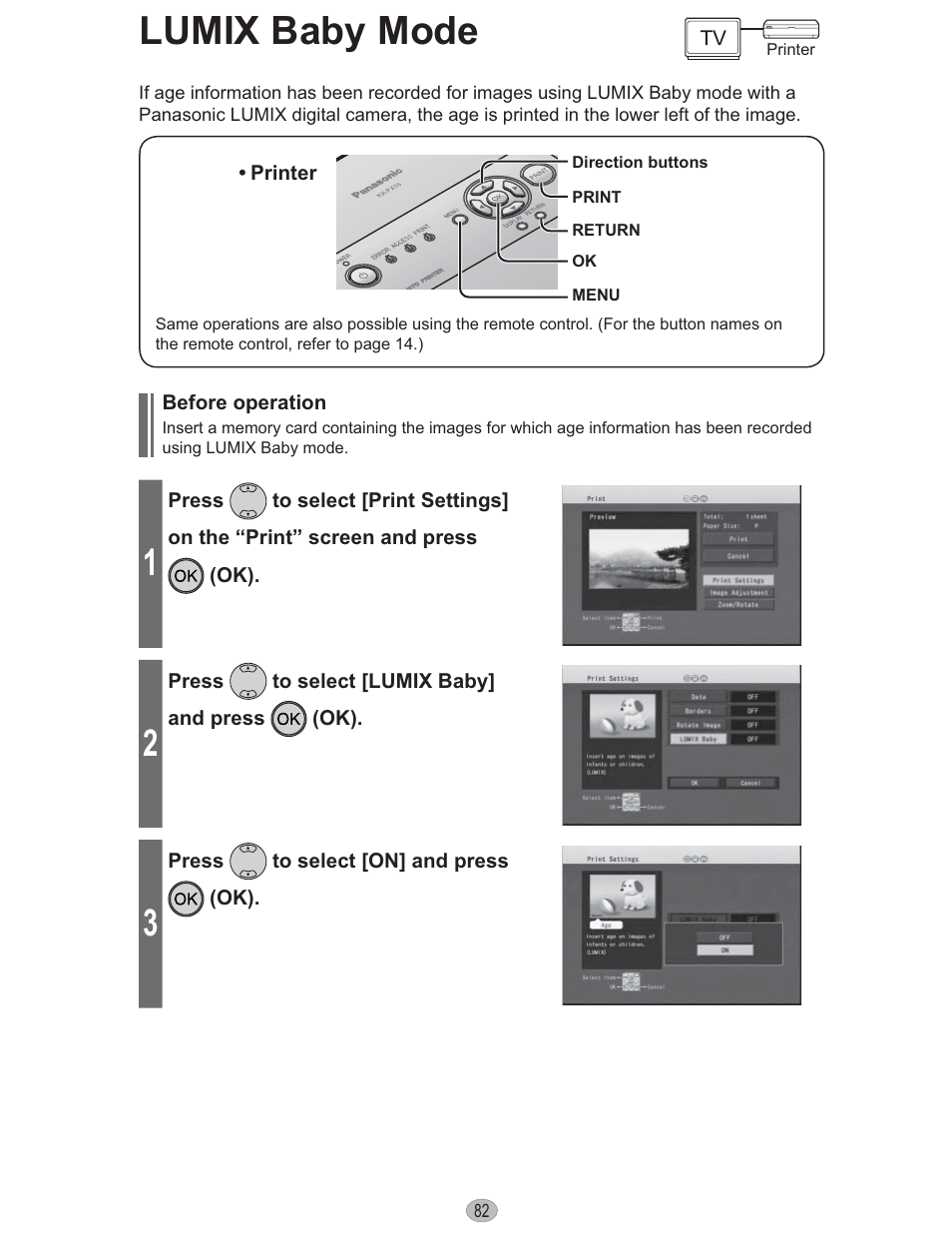Lumix baby mode | Panasonic KX-PX10M User Manual | Page 82 / 112