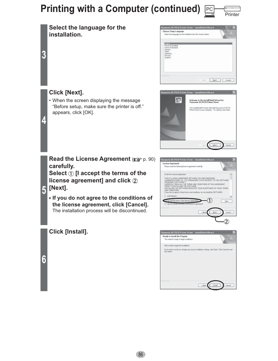 Printing with a computer (continued) | Panasonic KX-PX10M User Manual | Page 86 / 112