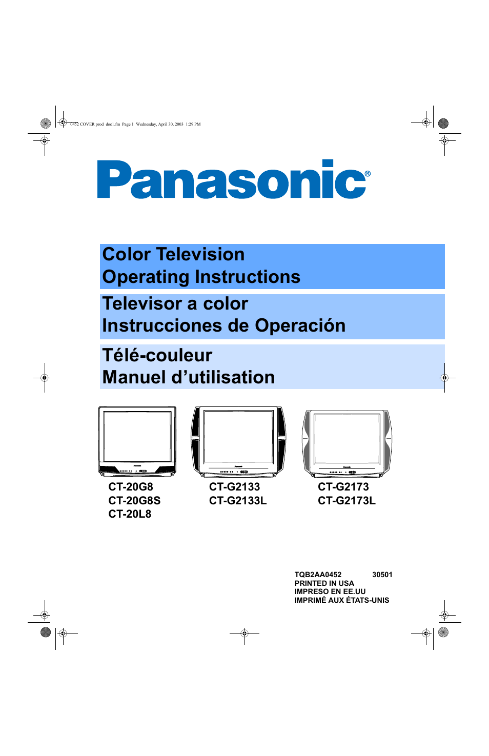 Panasonic CT 20L8 User Manual | 57 pages