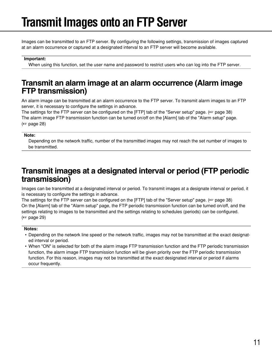 Transmit images onto an ftp server | Panasonic WV-NP1000 User Manual | Page 11 / 70