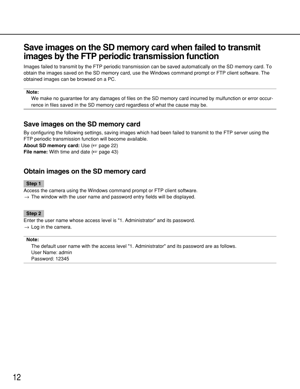 Panasonic WV-NP1000 User Manual | Page 12 / 70